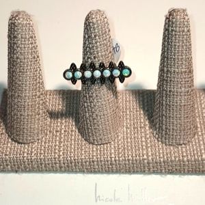 INDIGO HEALS OPAL SEMIPRECIOUS MULTI STONES GUN METAL RING